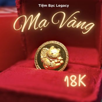 Đồng bạc Mèo Thần Tài Mạ Vàng 18k Tiệm Bạc Legacy