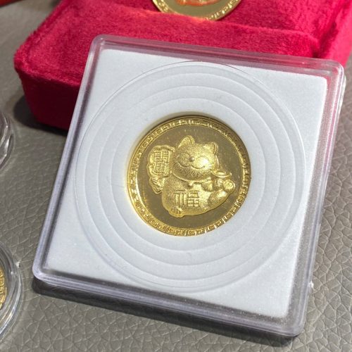 [Mạ Vàng 18k] Đồng Bạc Mèo Thần Tài Bạc s999 - Hình ảnh 2